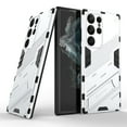 thumbnail image 1 of Nalacover Heavy Duty Case for Samsung Galaxy S23 Ultra, Hybrid Rugged PC + Soft TPU Shockproof Anti-Scratches Cover with Hidden Bracket Support Wireless Charging Magnetic Car Mount Holder Case, Silver, 1 of 9