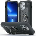 thumbnail image 1 of Nalacover Heavy Duty Case for iPhone 13 Pro, Armor Ring Holder Kickstand Military Grade Rugged PC Soft Silicone Shockproof Drop Resistant Cover Triple Layers Colors Design Case,Black, 1 of 6