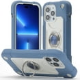 thumbnail image 1 of Nalacover Heavy Duty Case for iPhone 14 Pro Max, Armor Ring Holder Kickstand Military Grade Rugged PC Soft Silicone Shockproof Drop Resistant Cover Triple Layers Colors Case,Bule, 1 of 6