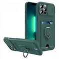 thumbnail image 1 of Nalacover Heavy Duty Case for iPhone 14 Pro Max, Camera Lens Sliding Soft Silicone Shockproof Protective Cover with Card Holder Kickstand Rotated Ring Magnetic Car Mount Soft Lining Case,Darkgreen, 1 of 10