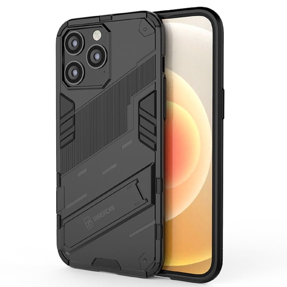 Nalacover Heavy Duty Case for iPhone 14 Pro Max, Hybrid Rugged PC + Soft TPU Shockproof Anti-Scratches Cover with Hidden Bracket Support Wireless Charging Magnetic Car Mount Holder Case, Black