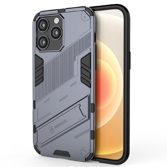 Nalacover Heavy Duty Case for iPhone 14 Pro Max, Hybrid Rugged PC + Soft TPU Shockproof Anti-Scratches Cover with Hidden Bracket Support Wireless Charging Magnetic Car Mount Holder Case, Gray
