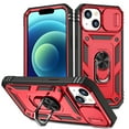 thumbnail image 1 of Nalacover Heavy Duty Case for iPhone 15 with Camera Lens Sliding Cover, Triple Layers Ring Kickstand Hybrid Rugged PC + TPU Shockproof Case with Magnetic Car Mount Holder, Red/Black, 1 of 11