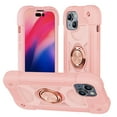 thumbnail image 1 of Nalacover Heavy Duty Case for iPhone 15, Military Grade Ring Holder Kickstand Rugged PC Soft TPU Shockproof Cover Magnetic Car Mount Triple Layers Colors Design Case, Rosegold, 1 of 6