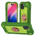 thumbnail image 1 of Nalacover Heavy Duty Case for iPhone 15 Plus, Military Grade Ring Holder Kickstand Rugged PC Soft TPU Shockproof Cover Magnetic Car Mount Triple Layers Colors Design Case, Avocado, 1 of 6
