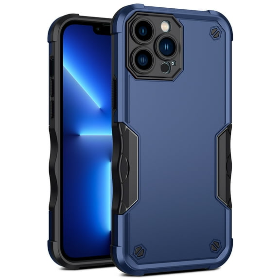 Nalacover Heavy Duty Rugged Case for iPhone 15 Pro Heat Dissipation Lens Screen Protection Cover, Military Grade Dual-Layers PC + Silicone + Matte UV Shockproof Case with Anti-Slip Strips, Blue