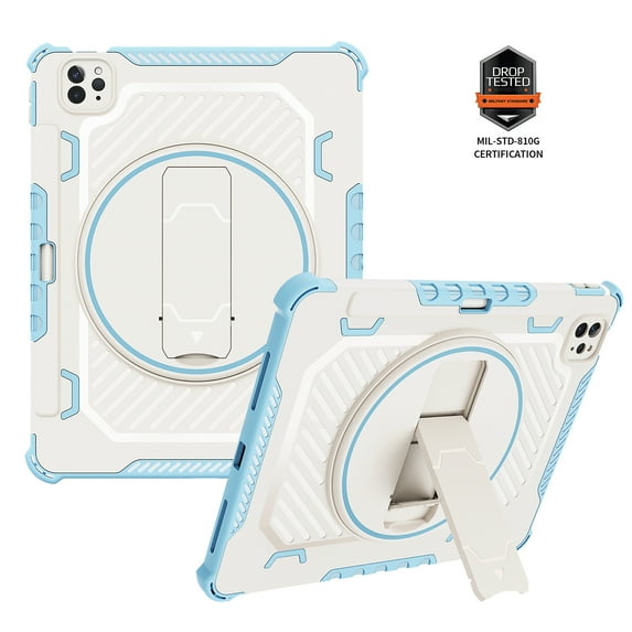 Nalacover Heavy Duty Tablet Case for iPad Pro 11 2022/2021/2020/2018, Case for iPad Air4/Air5, Rotated Kickstand Pen Holder Soft TPU Rugged PC Shockproof Military Grade Helmet Protective Cover,Skyblue