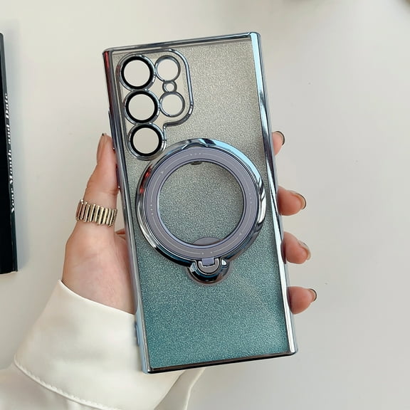 Nalacover Magnetic Case for Samsung Galaxy S23 Ultra, Sparkle Bling Rotated Ring Holder Stand Phone Case, Compatible with MagSafe & Car Mount, TPU Shockproof Non-Slip Cover - Blue