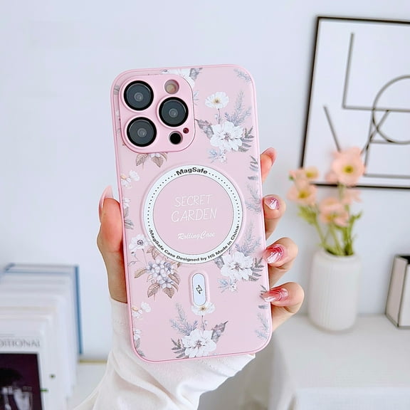 Nalacover Magnetic Case for iPhone 11 Pro Max Floral Print Phone Case Slim Anti Scratch, Shock Absorbing [Drop Protection] [Compatible with MagSafe] For Women/Girls For iPhone 11 Pro Max, pink