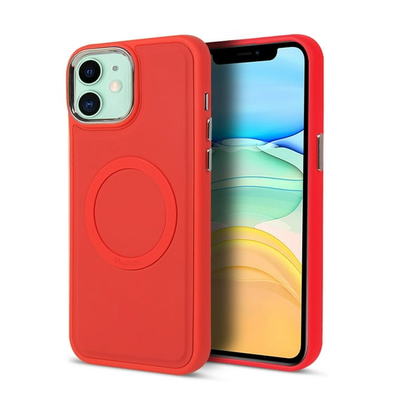 Nalacover Magnetic Case for iPhone 11, Slim Eye Design Lens Protection Soft Silicone Shockproof Cover Compatible with MagSafe Wireless Charging Car Mount Case for iPhone 11,Red
