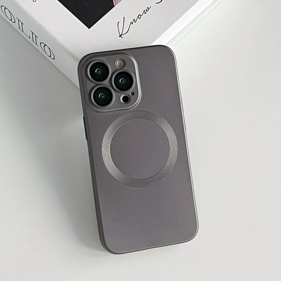 Nalacover Magnetic Case for iPhone 12 Pro Max, Military Grade Soft Silicone Shockproof Slim CD Pattern Case Compatible with Magsafe Wirelss Charging Lens Protector Full Body Protection Cover,Gray