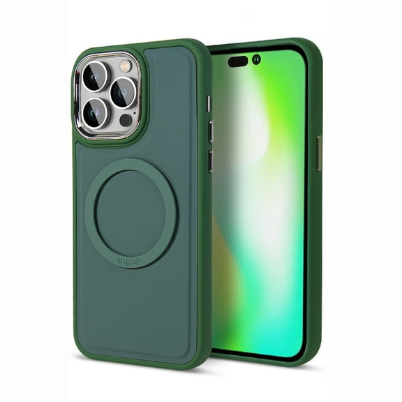 Nalacover Magnetic Case for iPhone 13 Pro Max, Slim Eye Design Lens Protection Soft Silicone Shockproof Cover Compatible with MagSafe Wireless Charging Car Mount Case for iPhone 13 Pro Max,Darkgreen