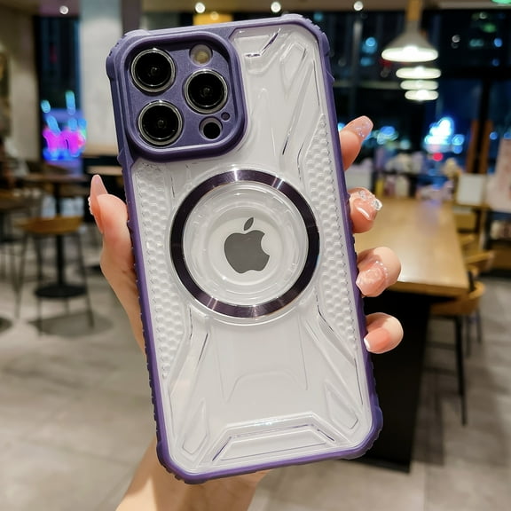 Nalacover Magnetic Case for iPhone 14 Plus, Clear TPU Case Compatible with MagSafe Wireless Charging, High-Transparency Shockproof Non-Slip Cover for iPhone 14 Plus, Purple