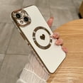 thumbnail image 1 of Nalacover Magnetic Case for iPhone 14 Plus, Electroplated Frame Cute Heart Love Pattern Soft TPU Shockproof Cover Compatible with MagSafe Wireless Charging Lens Protection Slim Fit Case,White, 1 of 9