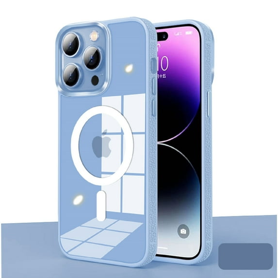Nalacover Magnetic Case for iPhone 14 Pro Compatible with MagSafe Wireless Charging, High-Transparency Clear Rugged PC + TPU Shockproof Metal Buttons Slim Case for iPhone 14 Pro,Blue