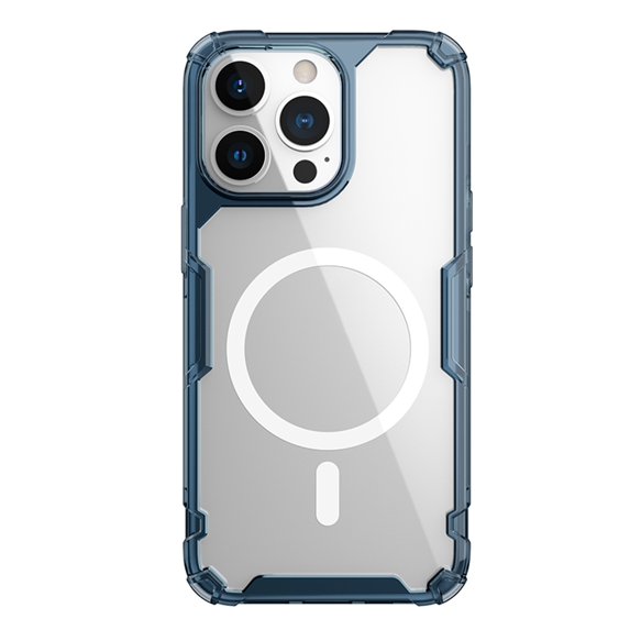 Nalacover Magnetic Case for iPhone 14 Pro, Crystal Clear Phone Case Compatible with MagSafe Wireless Charging, TPU Bumper + PC Slim Shockproof Protective Cover for iPhone 14 Pro 6.1", Blue