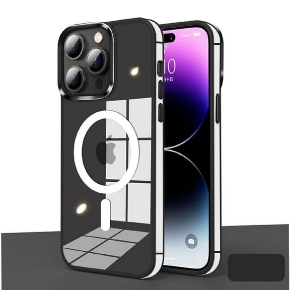 Nalacover Magnetic Case for iPhone 14 Pro Max Compatible with MagSafe Wireless Charging, High-Transparency Clear Rugged PC + TPU Shockproof Metal Buttons Slim Case for iPhone 14 Pro Max,White