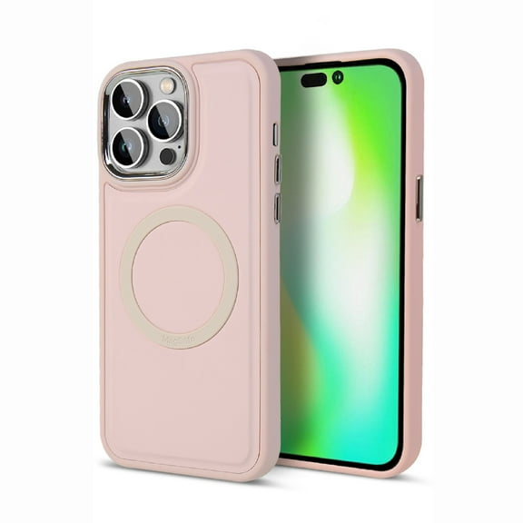 Nalacover Magnetic Case for iPhone 14 Pro, Slim Eye Design Lens Protection Soft Silicone Shockproof Cover Compatible with MagSafe Wireless Charging Car Mount Case for iPhone 14 Pro,Pink