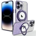 thumbnail image 1 of Nalacover Magnetic Case for iPhone 15 Plus 6.7", Sparkle Bling Rotated Ring Holder Stand Phone Case for iPhone 15 Plus, Compatible with MagSafe & Car Mount, TPU Shockproof Non-Slip Cover - Darkpurple, 1 of 7