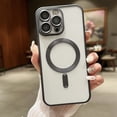 thumbnail image 1 of Nalacover Magnetic Case for iPhone 15 Pro Max, Plating Soft TPU Clear Phone Case with Lens Protective Film, MagSafe Compatible Wireless Charging Shockproof Non-Yellowing Phone Cover - Black, 1 of 8