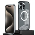 thumbnail image 1 of Nalacover Magnetic Case for iPhone 15 Pro Max, Transparent Aluminum Alloy Frame Shockproof Non-Yellowing Hard Protection Phone Case Compatible with MagSafe for iPhone 15 Pro Max, Grey, 1 of 8