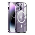 thumbnail image 1 of Nalacover Magnetic Case for iPhone 15 Pro, Slim Matte Rugged PC Metal Frame Case Compatible with Magsafe, Clear 4K Lens Protection Shockproof Anti-Scratches Case Cover, Purple, 1 of 9
