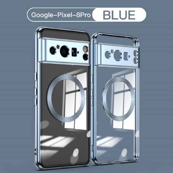 Nalacover Magnetic Clear Case for Google Pixel 8 Pro, Silicone Shockproof Anti-Scratches Non-Yellowing Cover Compatible with MagSafe Wireless Charging, Blue