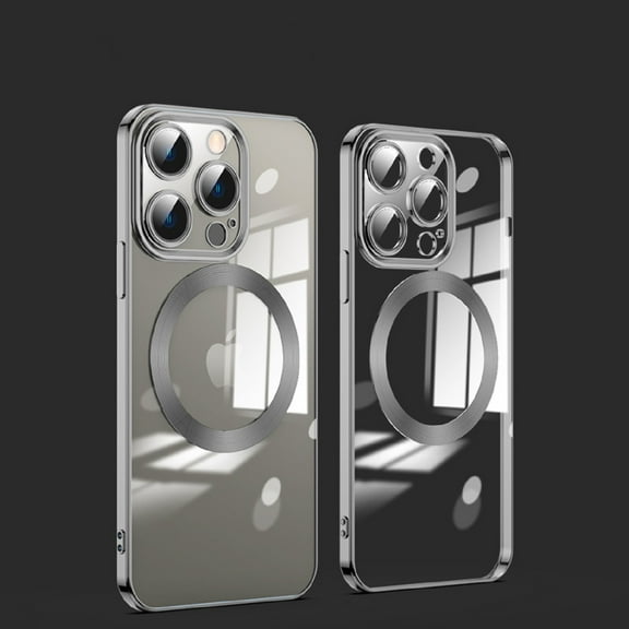 Nalacover Magnetic Clear Case for iPhone 12 Pro Max, Soft Silicone Shockproof Cushion Anti-Scratches Non-Yellowing Cover Compatible with MagSafe Wireless Charging Lens Protector Case,Black