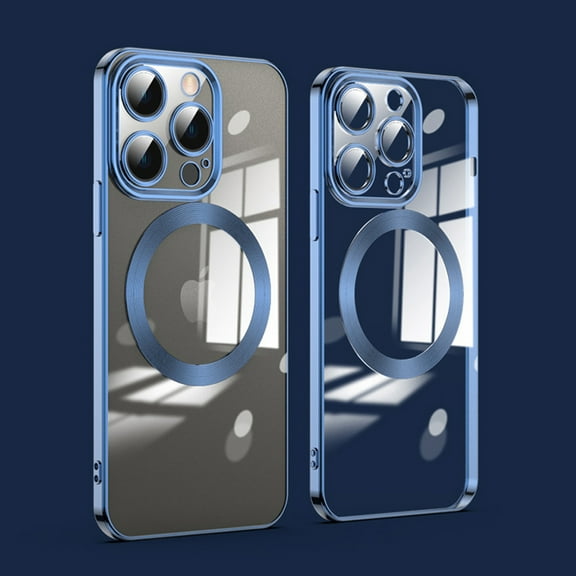 Nalacover Magnetic Clear Case for iPhone 15 Pro with Lens Protective Film, Silicone/TPU Shockproof Anti-Scratches Non-Yellowing Cover Compatible with MagSafe Wireless Charging, Navyblue