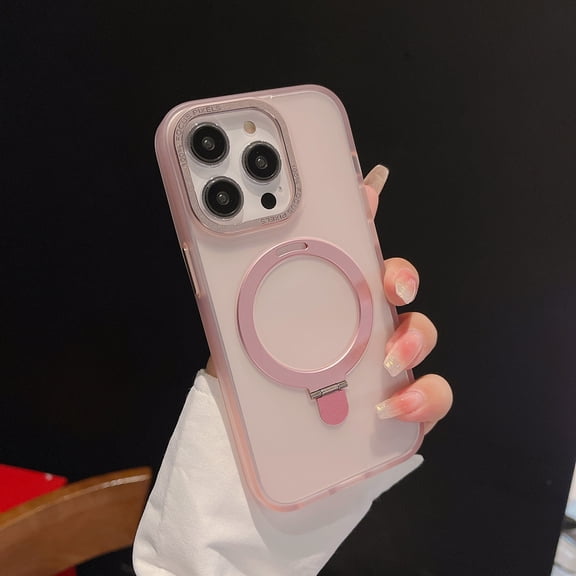 Nalacover Magnetic Frosted Invisible Stand Case for iPhone 11, [Compatible with MagSafe] Translucent Skin Friendly Flexible Liquid Silicone Kickstand Case For iPhone 11, Pink