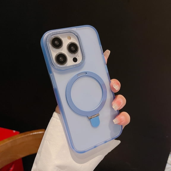 Nalacover Magnetic Frosted Invisible Stand Case for iPhone 11 Pro Max, [Compatible with MagSafe] Translucent Skin Friendly Flexible Liquid Silicone Kickstand Case For iPhone 11 Pro Max, Lightblue