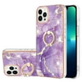 thumbnail image 1 of Nalacover Marble Pattern Case for iPhone 14 Pro Max, Diamond Rotated Ring Holder Kickstand Slim Fit Cover with Electroplated Frame All-Inclusive Lens Protection Anti-Shock Case, Purple Marble, 1 of 4
