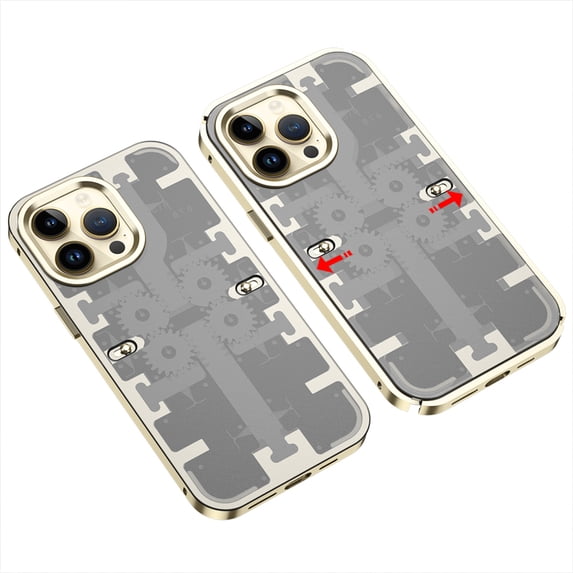 Nalacover Metal Case for iPhone 12 Pro Max, Mechanical Gear Elastic Slip Buckle Hybrid Microfrosted Plating Cover Slim Fit Shockproof Non-Stick Fingerprints Case for iPhone 12 Pro Max,Gold