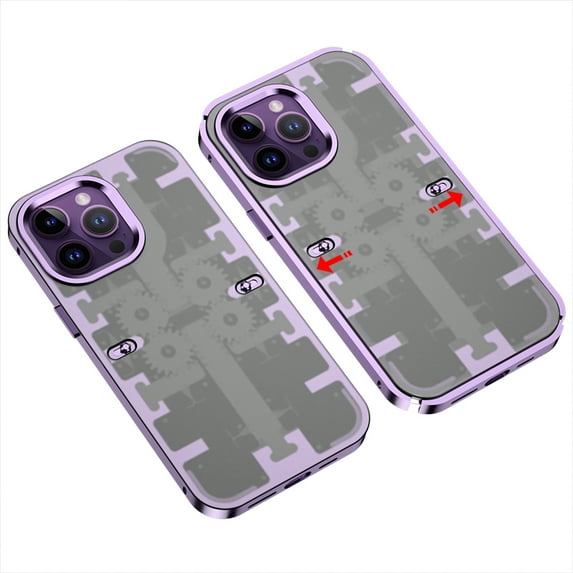Nalacover Metal Case for iPhone 13 Pro, Mechanical Gear Elastic Slip Buckle Hybrid Microfrosted Plating Cover Slim Fit Shockproof Non-Stick Fingerprints Case for iPhone 13 Pro,Purple