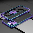 thumbnail image 1 of Nalacover Metal Frame Bumper Case for iPhone 14, Armor Soft Sponge Inner Shockproof Anti-Drop Stainless Steel Bumper Frame with Metal Lens Protection Buckle Design (No Back Panel),Purple, 1 of 8