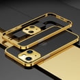 thumbnail image 1 of Nalacover Metal Frame Bumper Case for iPhone 14 Plus, Armor Soft Sponge Inner Shockproof Anti-Drop Stainless Steel Bumper Frame with Metal Lens Protection Buckle Design (No Back Panel),Gold, 1 of 8