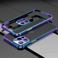thumbnail image 1 of Nalacover Metal Frame Bumper Case for iPhone 14 Pro, Armor Soft Sponge Inner Shockproof Anti-Drop Stainless Steel Bumper Frame with Metal Lens Protection Buckle Design (No Back Panel), Purple, 1 of 9
