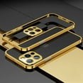 thumbnail image 1 of Nalacover Metal Frame Bumper Case for iPhone 14 Pro, Armor Soft Sponge Inner Shockproof Anti-Drop Stainless Steel Bumper Frame with Metal Lens Protection Buckle Design (No Back Panel), Gold, 1 of 9