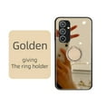 thumbnail image 1 of Nalacover Mirror Phone Case for Samsung Galaxy A34 5G with Diamond Ring Holder Bracket Clear Imaging Cover, Slim Fit Makeup Soft Silicone Shockproof Lens Protection Case for Women Girls,Gold, 1 of 9
