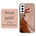 thumbnail image 1 of Nalacover Mirror Phone Case for Samsung Galaxy S21 FE with Diamond Ring Holder Bracket Clear Imaging Cover, Slim Fit Makeup Soft Silicone Shockproof Lens Protection Case for Women Girls, Rosegold, 1 of 9