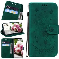 Nalacover for Motorola Moto G Stylus 4G 2021 Wallet Case,Luxury Embossed Sun Flower Pattern PU Leather Soft TPU Magnetic Flip Folio Credit Card Holder Shockproof for Women Men Cover Wrist Strap.Green