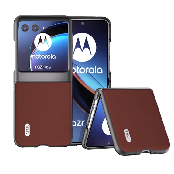 Nalacover for Motorola Razr 40 Ultra Slim Case, Luxury Premium PU Leather Shockproof Silky-Feel Cover, Full Coverage Anti-Fingerprints Lightweight Case for Motorola Razr 40 Ultra,Coffee