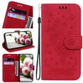 thumbnail image 1 of Nalacover for OnePlus Nord N200 5G Wallet Case,Luxury Embossed Sun Flower Pattern PU Leather Soft TPU Magnetic Flip Folio Credit Card Holder Shockproof for Women Men Cover+Wrist Strap.Red, 1 of 11
