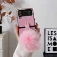 thumbnail image 1 of Nalacover Plush Cute Case for Samsung Galaxy Z Flip4, Warm Fluffy Design Cold Weather Winter Autumn Diamond Metal Ring Shining Case Rugged PC Bumper Shockproof Lens Protective Slim Fit Case,Pink, 1 of 7
