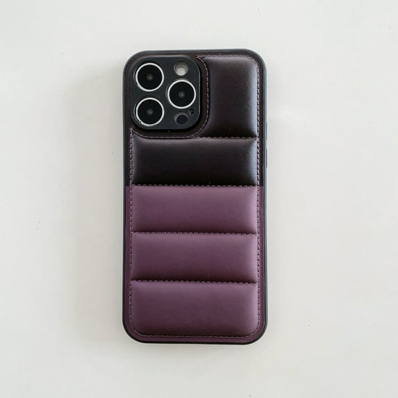 Nalacover Puffer Case for iPhone 14 Pro, Trendy Double Colors Down Jacket 3D Shockproof Anti-Scratches Protective Phone Case for iPhone 14 Pro Women Men, Purple