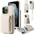 thumbnail image 1 of Nalacover RFID Blocking Wallet Case for iPhone 11 Pro Max, Shockproof PU Leather Magnetic Button Zipper Purse Card Slots & Kickstand Crossbody Phone Case with Shoulder & Wrist Strap,White, 1 of 12