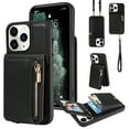 thumbnail image 1 of Nalacover RFID Blocking Wallet Case for iPhone 11 Pro, Shockproof PU Leather Magnetic Button Zipper Purse Card Slots & Kickstand Crossbody Phone Case with Shoulder & Wrist Strap,Black, 1 of 12