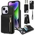 thumbnail image 1 of Nalacover RFID Blocking Wallet Case for iPhone 14 Plus, Shockproof PU Leather Magnetic Button Zipper Purse Card Slots & Kickstand Crossbody Phone Case with Shoulder & Wrist Strap,Black, 1 of 12