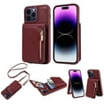 thumbnail image 1 of Nalacover RFID Blocking Wallet Case for iPhone 16, Shockproof PU Leather Magnetic Button Zipper Purse Card Slots & Kickstand Crossbody Phone Case with Shoulder & Wrist Strap,Winered, 1 of 9