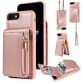 thumbnail image 1 of Nalacover RFID Blocking Wallet Case for iPhone 7/8/SE 2020/SE 2022, Shockproof PU Leather Magnetic Button Zipper Purse Card Slots & Kickstand Crossbody Phone Case with Shoulder & Wrist Strap,Rosegold, 1 of 12